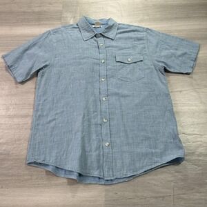 Carbon 2 Cobalt Shirt Mens Medium Blue Short Sleeve Button Front Cotton Casual